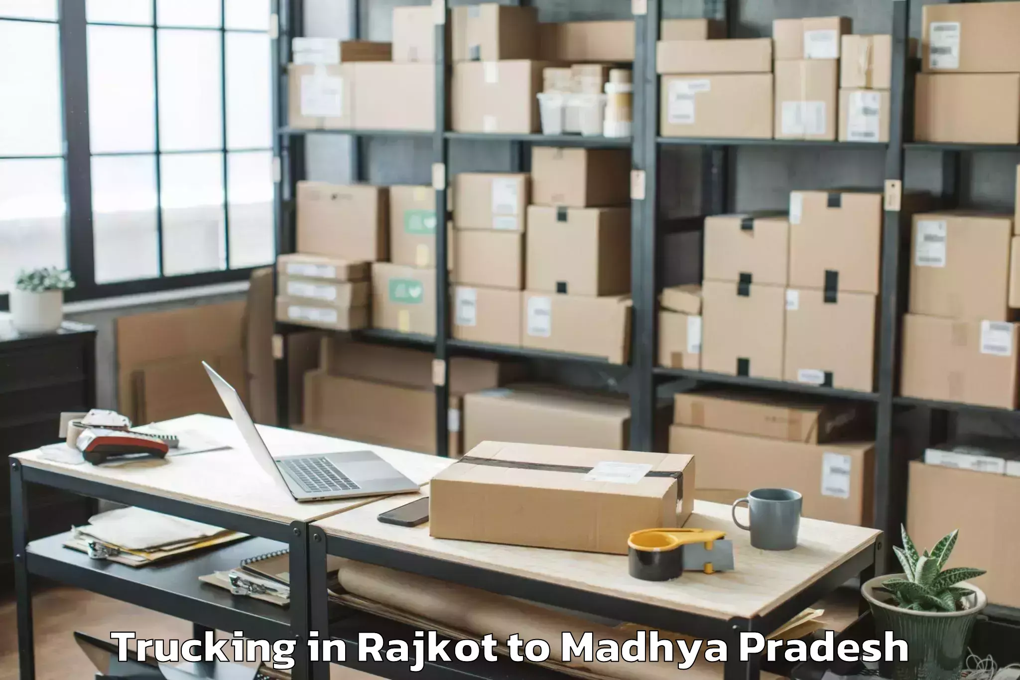 Book Rajkot to Narwar Trucking Online